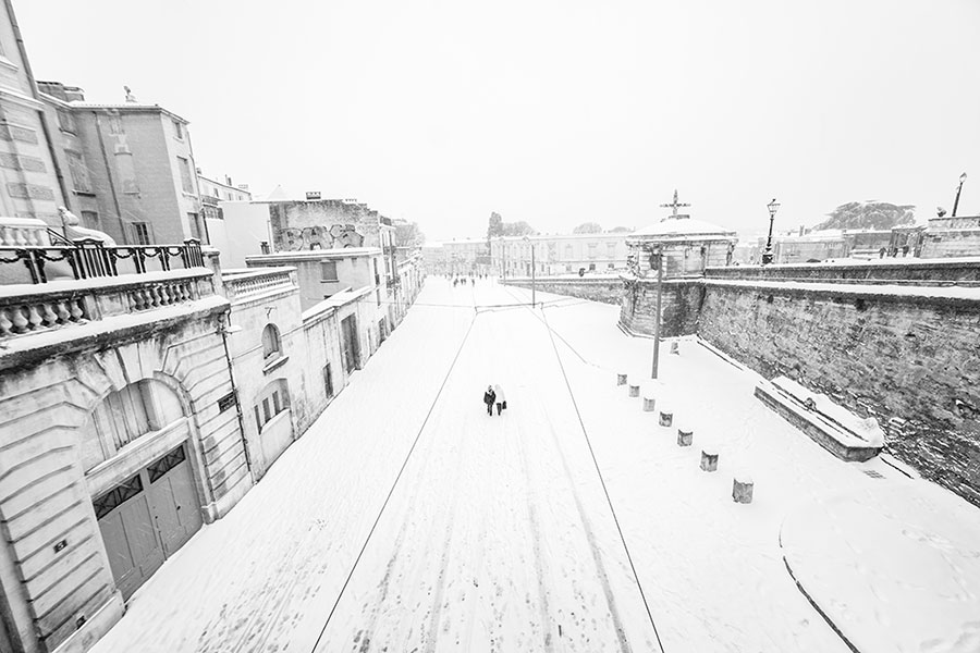 Montpellier sous la neige, Boulevard Ledru Rollin - 28 février 2018