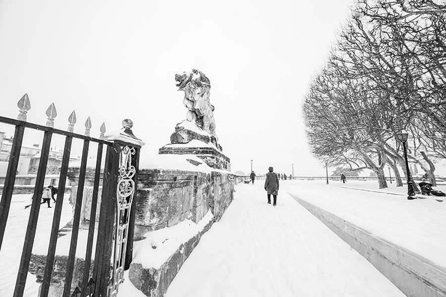 Montpellier sous la neige, Jardins du Peyrou - 28 février 2018