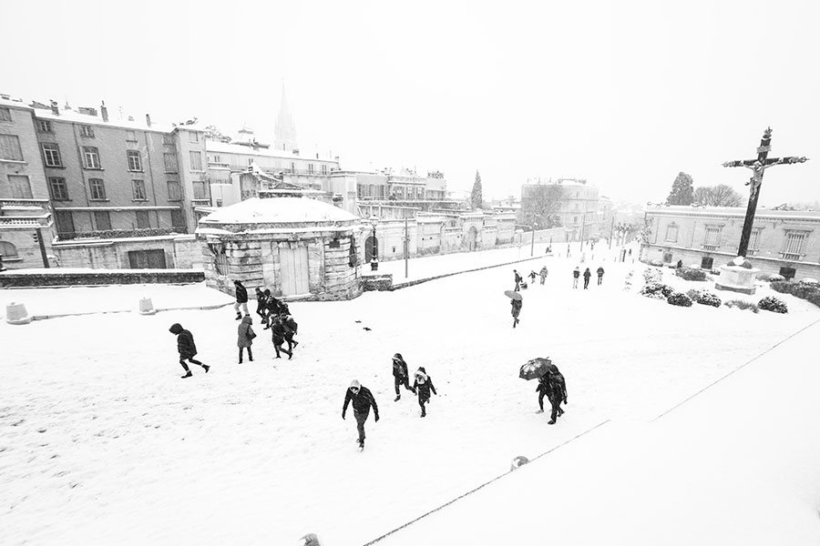 Montpellier sous la neige, Rue françois franque - 28 février 2018