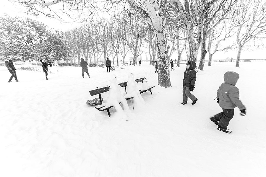 Montpellier sous la neige, Jardins du Peyrou - 28 février 2018