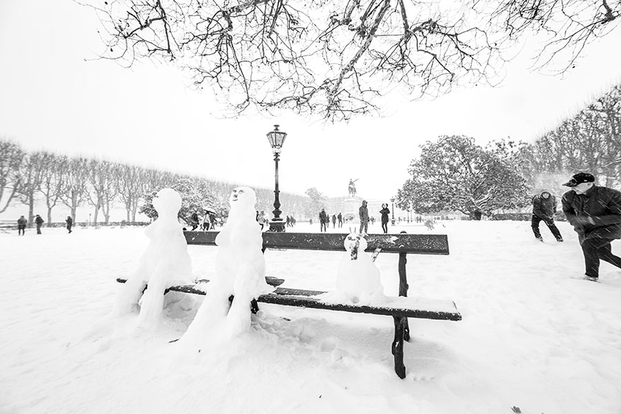 Montpellier sous la neige, Jardins du Peyrou - 28 février 2018