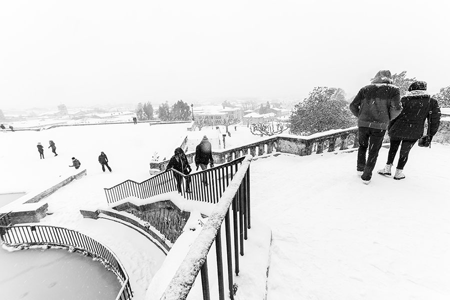 Montpellier sous la neige, Jardins du Peyrou - 28 février 2018