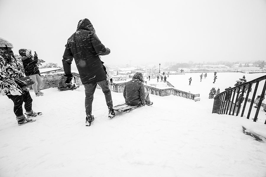 Montpellier sous la neige, Jardins du Peyrou - 28 février 2018