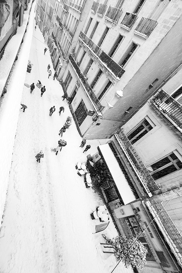 Montpellier sous la neige, Rue Saint Guilhem - 28 février 2018