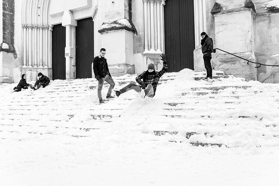 Montpellier sous la neige, Place Saint Roch - 28 février 2018