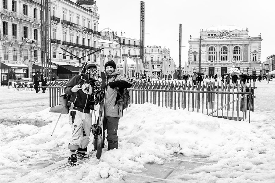 Montpellier sous la neige, Place de la Comédie - 28 février 2018