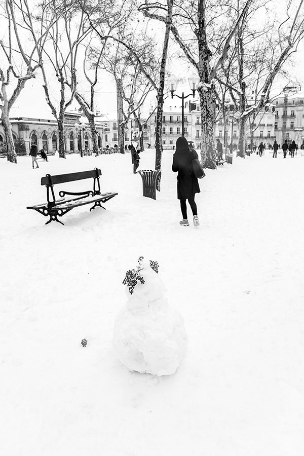 Montpellier sous la neige, Esplanade - 28 février 2018