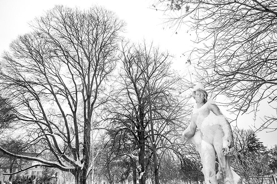 Montpellier sous la neige, Esplanade - 28 février 2018