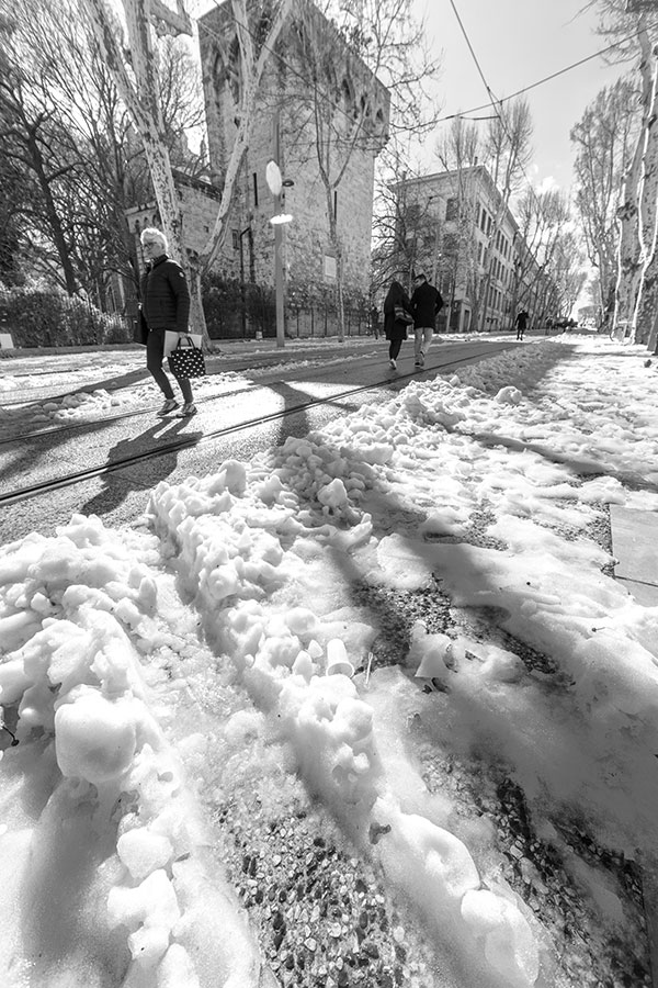 Montpellier sous la neige, Boulevard Henri 4 - 02 mars 2018