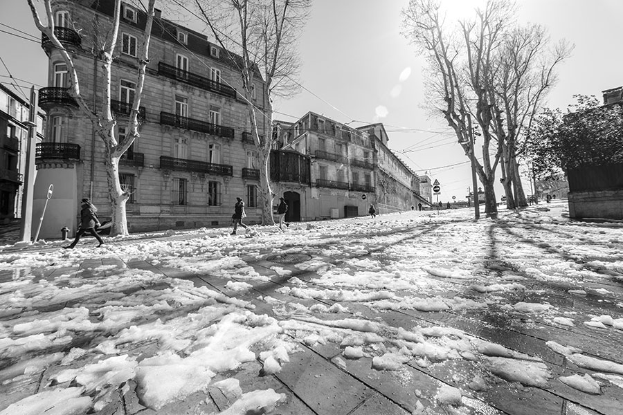 Montpellier sous la neige, Boulevard Henri 4 - 02 mars 2018