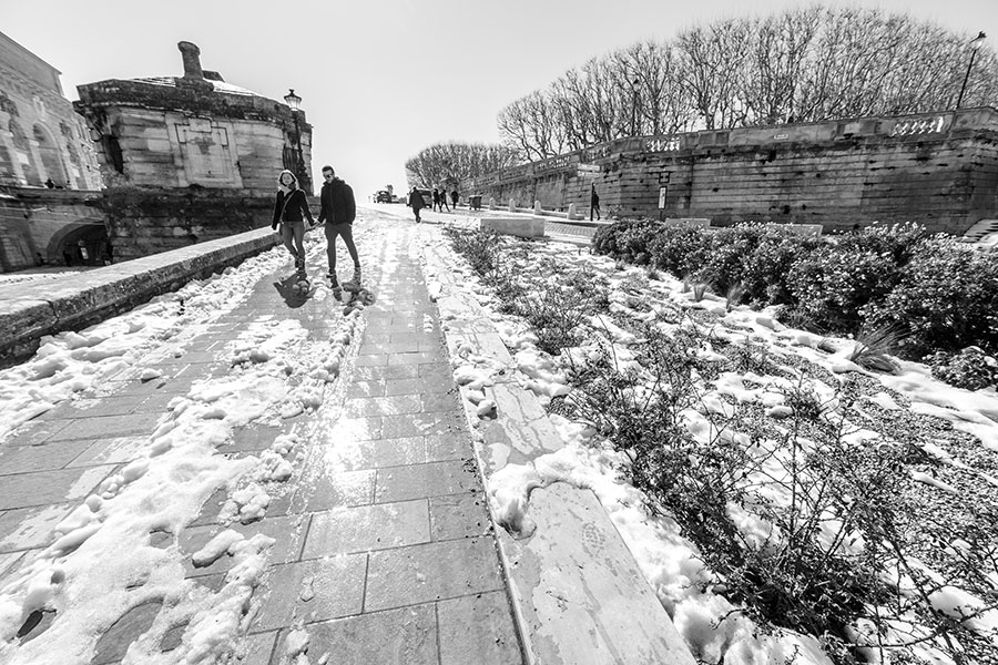 Montpellier sous la neige, Boulevard Henri 4- 02 mars 2018