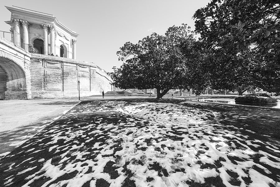 Montpellier sous la neige, Jardins du Peyrou - 02 mars 2018