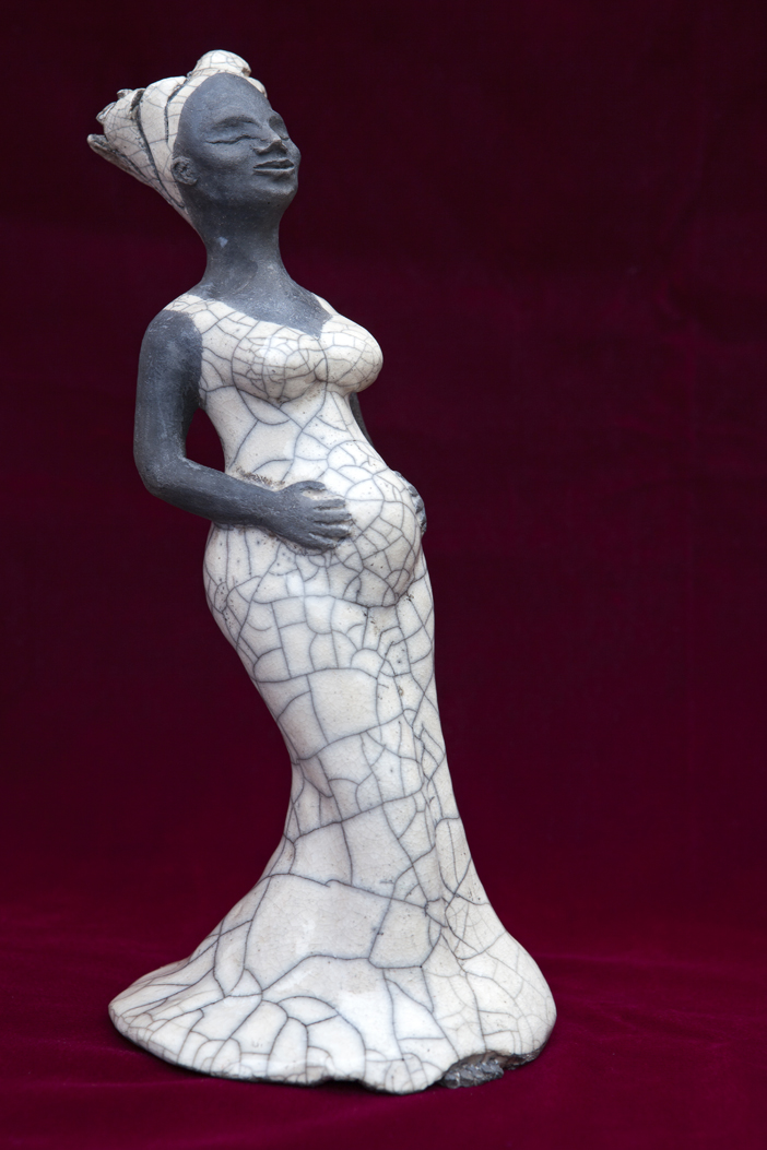 Diane - Modelage en terre, émaillage et cuisson raku - Artiste : Colette Cortey